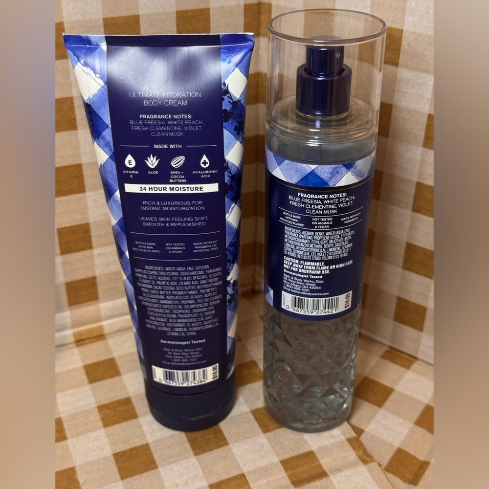 NEW B&BW Gingham Blue 4 PIECE BODY SET with Fragrance - Picture 3 of 3